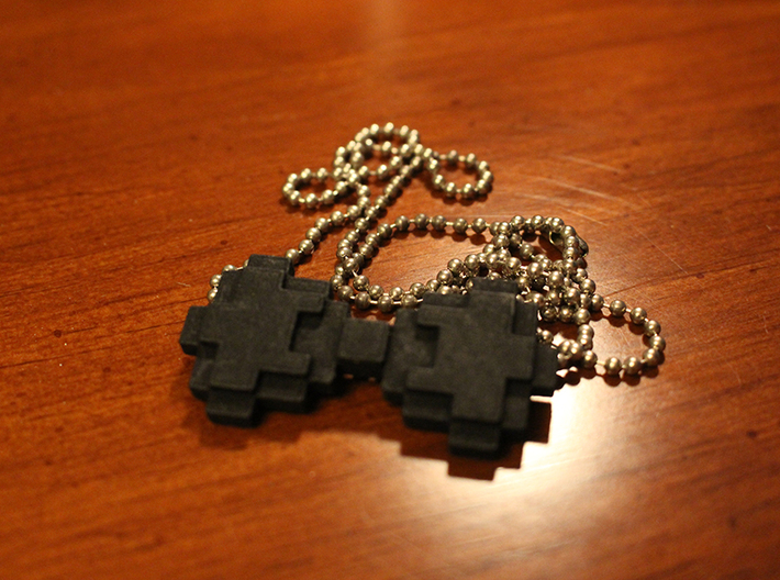8-bit Bowtie Necklace 3d printed The black with a chain