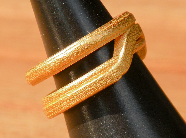 Balem's Ring1 - US-Size 2 1/2 (13.61 mm) 3d printed Ring 1 in polished gold steel (shown: size 6 1/2)