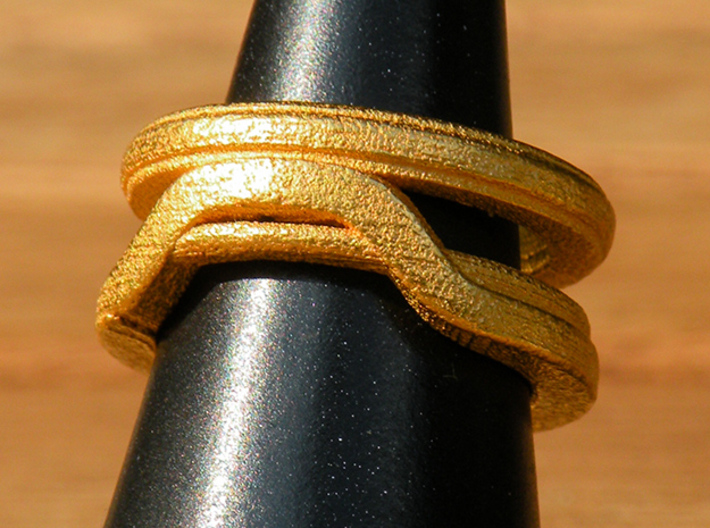 Balem's Ring1 - US-Size 3 1/2 (14.45 mm) 3d printed Ring 1 in polished gold steel (shown: size 6 1/2)
