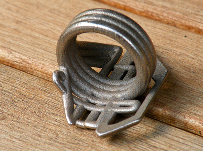 Balem's Ring2 - US-Size 3 1/2 (14.45 mm) 3d printed Ring 2 in stainless steel (shown: size 13)