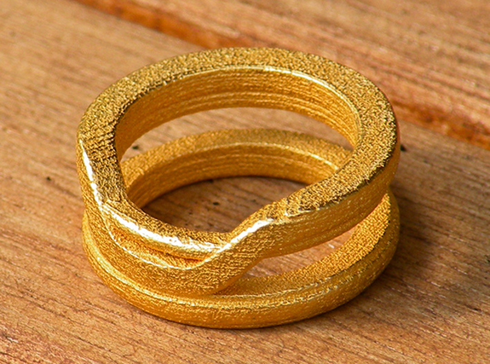 Balem's Ring1 - US-Size 4 (14.86 mm) 3d printed Ring 1 in polished gold steel (shown: size 6 1/2)