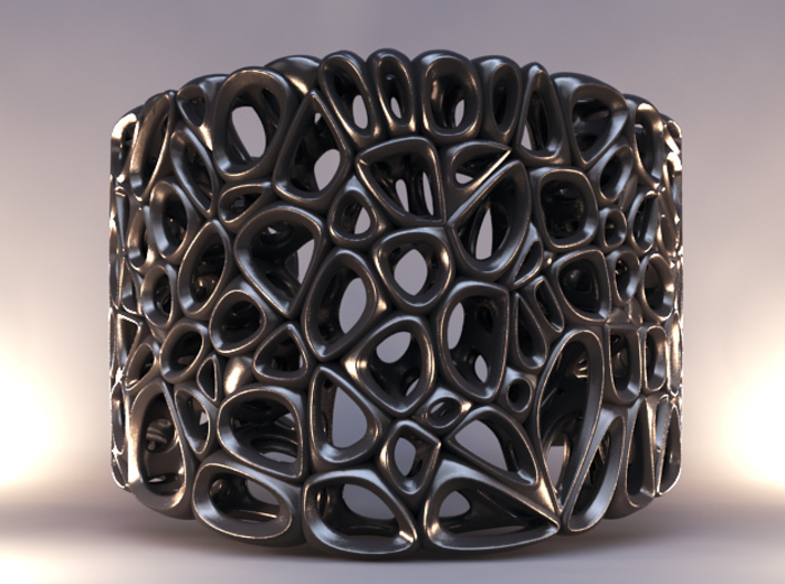 Voronoi Bracelet 3d printed Matte Black Stainless Steel