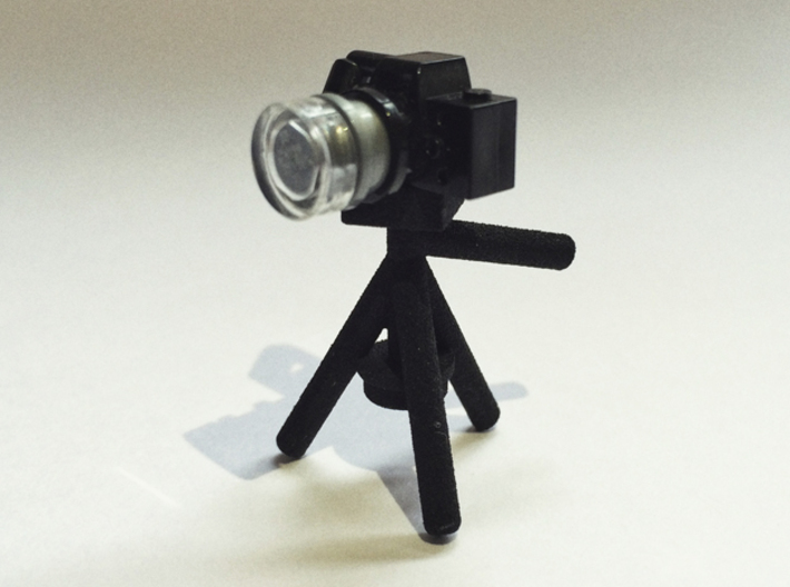 Camera Tripod for Lego Cameras 3d printed Picture from the 3D print with a Lego camera.