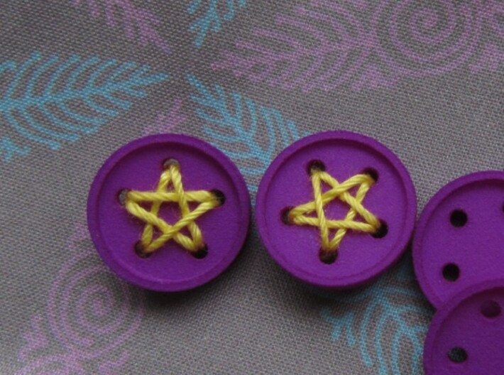 5/8&quot; five-holed buttons (two) 3d printed printed in violet S+F
