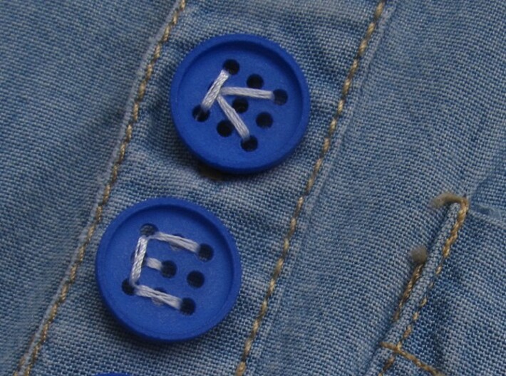 5/8&quot; alphabet buttons (two) 3d printed printed in Royal Blue S+F
