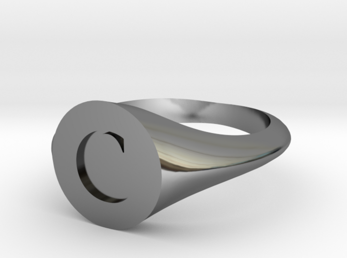 Letter C - Signet Ring Size 6 3d printed