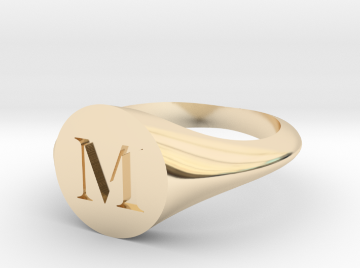 Letter M - Signet Ring Size 6 3d printed