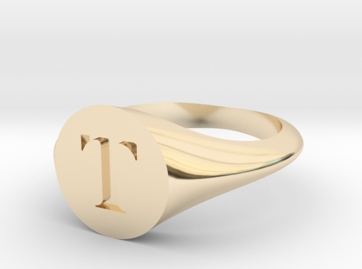 Letter T - Signet Ring Size 6 3d printed