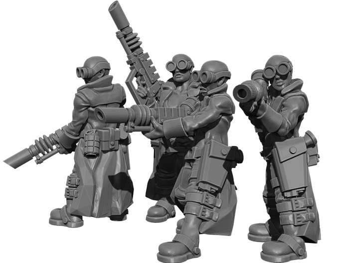 Female Stealth Gang with Laser Rifles 3d printed This is a 3d render, not a photograph of the model printed in the material.