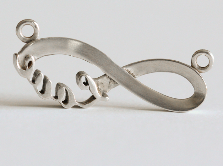 Love forever-Infinity Love Necklace Centerpiece 3d printed Printed and casted in sterling silver (back)