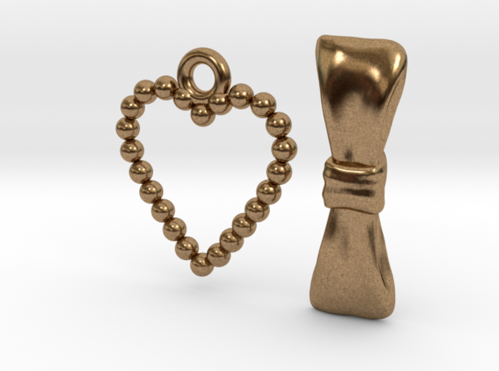 Heart and Bow Toggle Clasp Charms 3d printed 