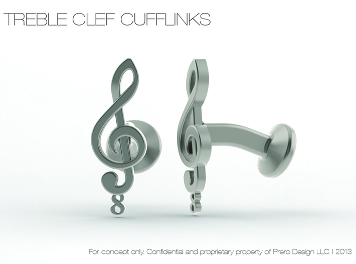 Tenor Treble Clef Cufflink (single) 3d printed 