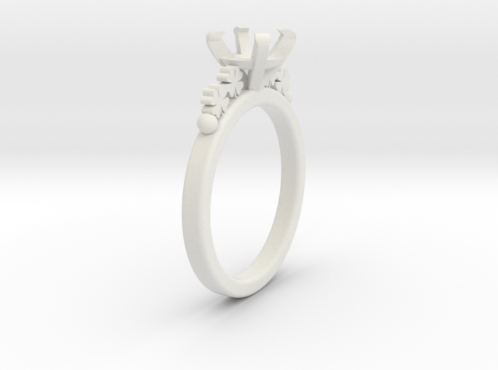 18.35 Mm Clover Diamond Ring 6.5 Mm Fit 3d printed