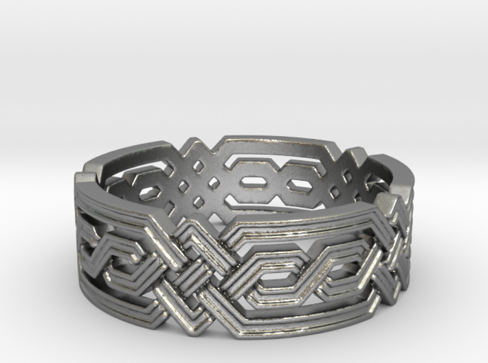 Fantasy Geometric Knot Ring 3d printed