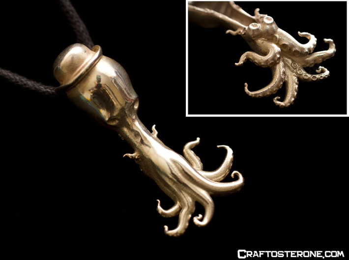 Derby The Octopus in a Bowler Hat Pendant 3d printed 