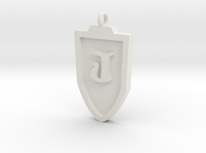 Medieval J Shield Pendant 3d printed