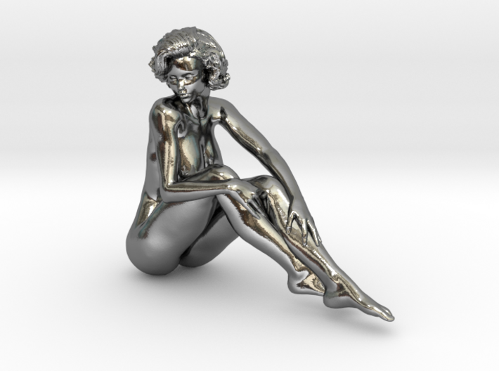 1:24 Short Haired Girl-011-Silver 3d printed