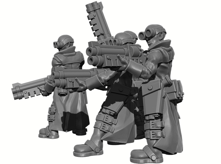 Female Stealth Gang with Shotguns 3d printed This is a 3d render, not a photograph of the model printed in the material.