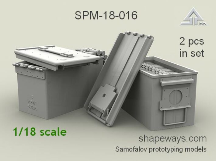 1/18 SPM-18-016 cal.50 ammobox opened 3d printed