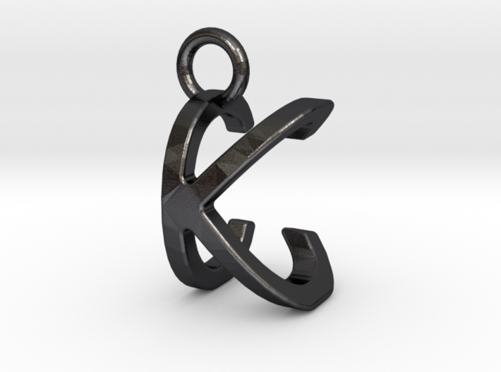 Two way letter pendant - CK KC 3d printed