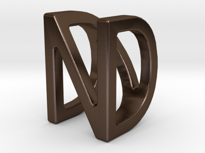 Two way letter pendant - DN ND 3d printed