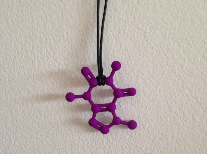 Caffeine molecule Necklace Pendant Big 3d printed 