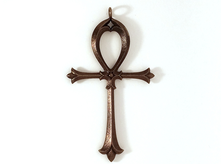 Ankh Nouveau 3d printed Photo of Nouveau Ankh in Polished Bronze Steel