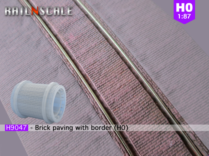 Brick paving with border (H0) 3d printed