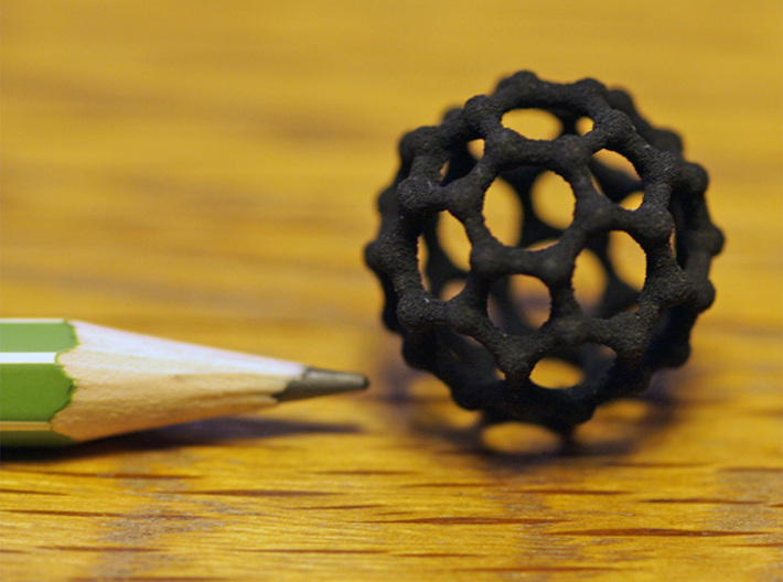Buckyball C60 Nano Carbon Small (2cm) 3d printed Buckyball C60 in &quot;Black Strong &amp; Flexible&quot;
