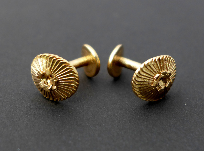 Coccolithus Cufflinks - Science Jewelry 3d printed Coccolithus cufflinks in raw bronze