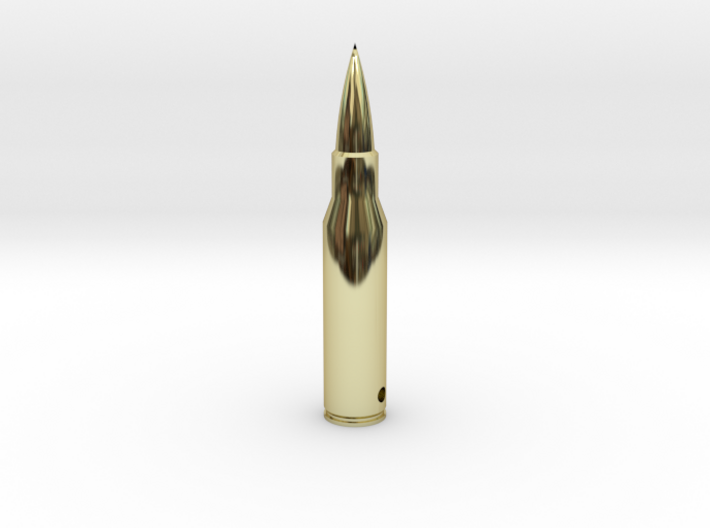 Bullet Pendant 3d printed 18k Gold Plated