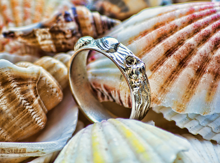Sea Shell Ring 1 - US-Size 11 1/2 (21.08 mm) 3d printed Seashell Ring in polished silver (shown: size 10)
