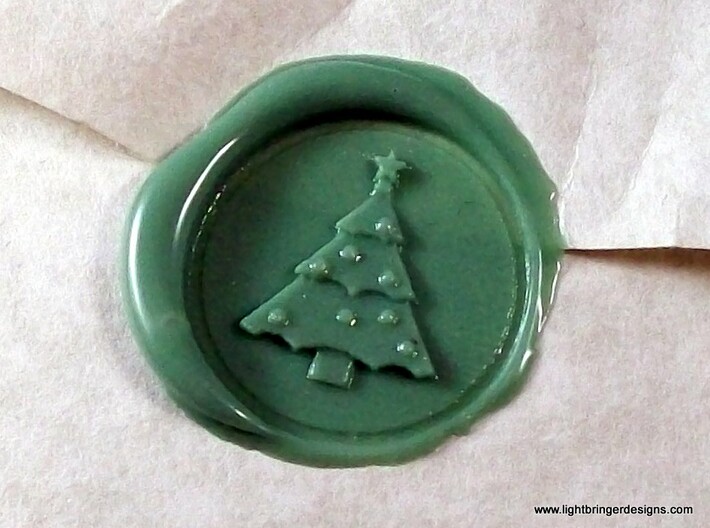 Christmas Tree  Wax Seal 3d printed Christmas Tree impression in Light Green wax