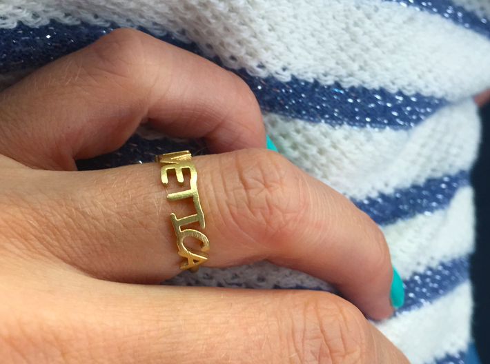 The Helvetica ring (Size K, 50). 3d printed