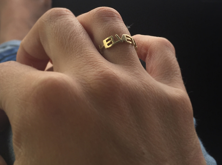 The Helvetica ring  (Size K, 50). 3d printed 