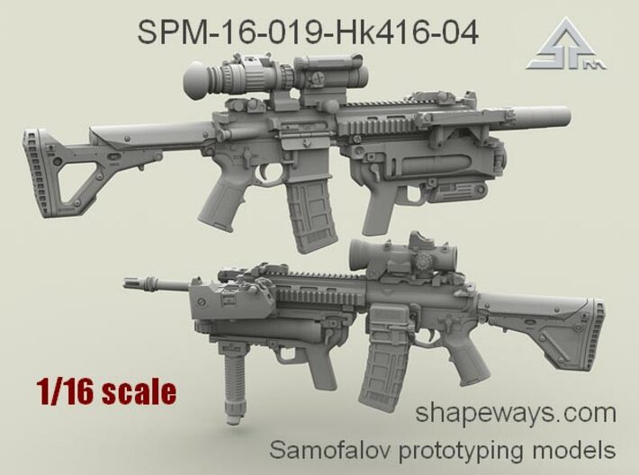 1/16 SPM-16-019-Hk416-04 HK 416 m320 Variant IV 3d printed