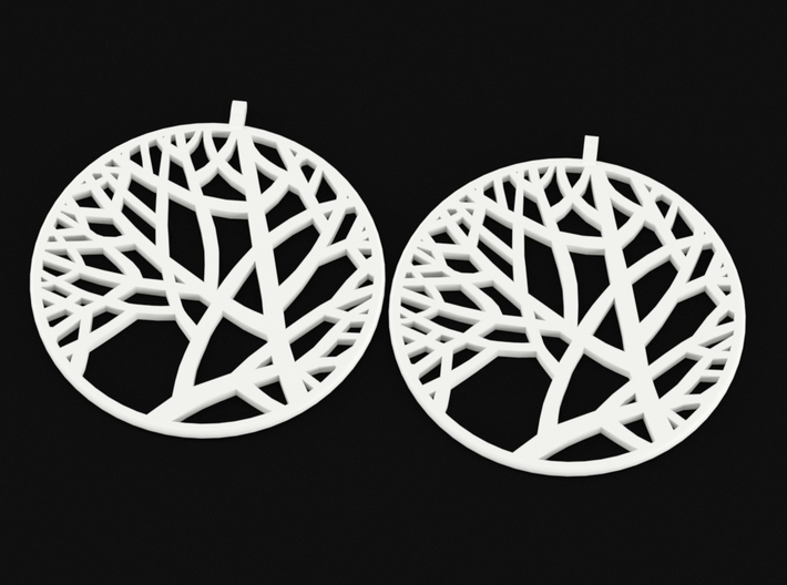 Circle of Tree Earrings 3d printed 