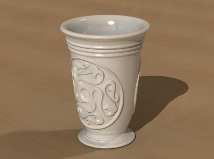 Celtic cup with swastika ornament 3d printed Full view