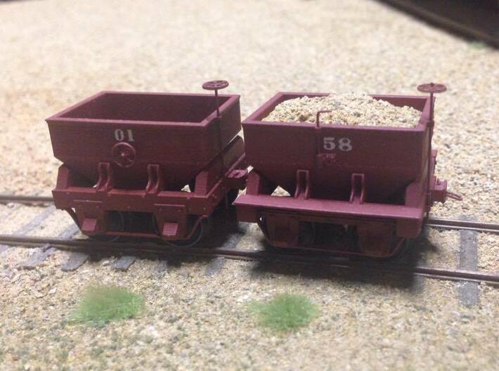 Virginia &amp; Truckee as-built ore car (HO Scale) 3d printed Finished model on left with decal rivets