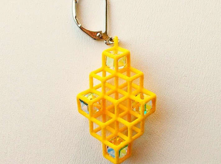 Cube Earrings 2 &quot;Points of View&quot; collection 3d printed
