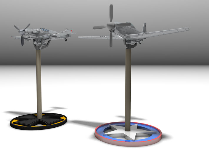 P51D Mustang stand,1/56 scale,28mm wargames 3d printed Get the Mustang and BF109 kit on Shapeways