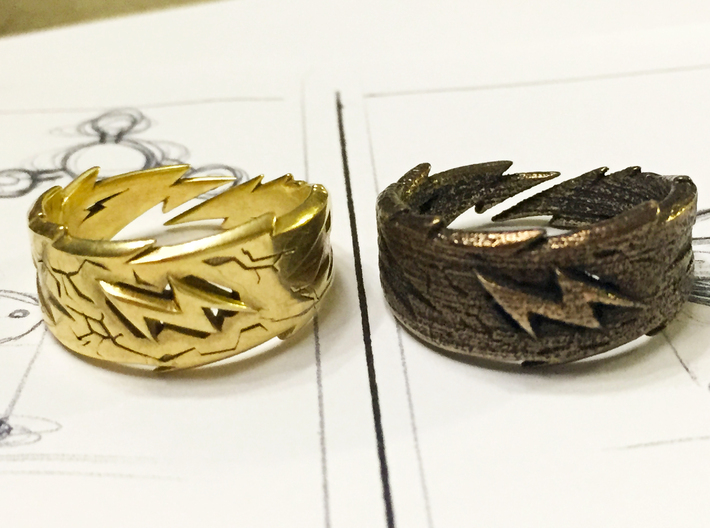 Power : Zeus Ring Size 9 3d printed Brass vs Steel Bronze! Which are You..