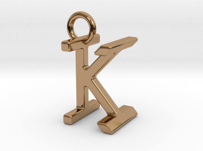 Two way letter pendant - IK KI 3d printed