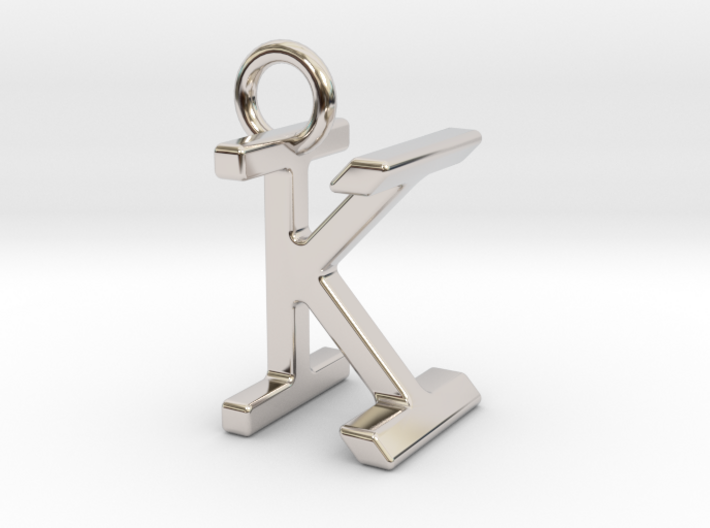 Two way letter pendant - IK KI 3d printed