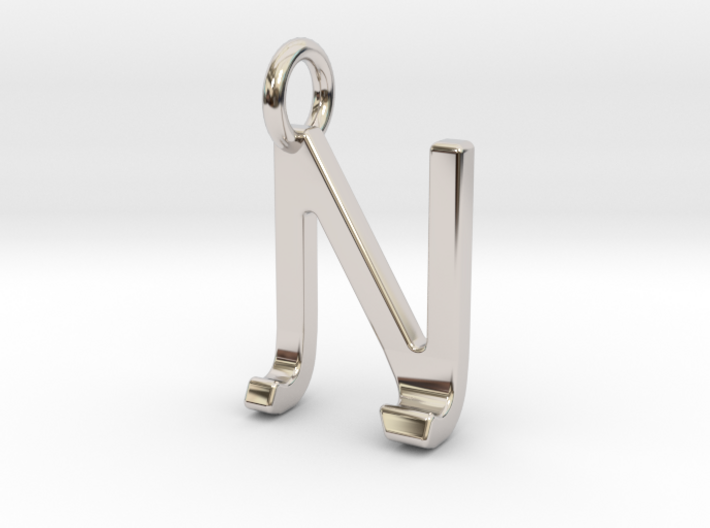 Two way letter pendant - JN NJ 3d printed
