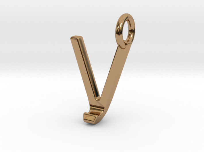 Two way letter pendant - JV VJ 3d printed