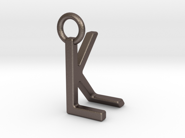 Two way letter pendant - KL LK 3d printed