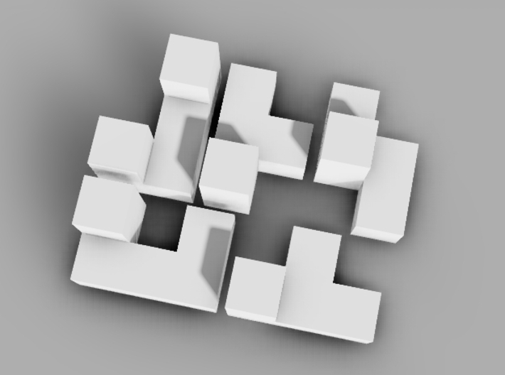 Miniature 5 Piece Interlocking Puzzle 3d printed