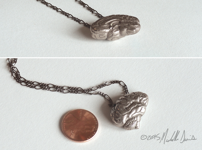Anatomical Brain Pendant 3d printed Chain not included.