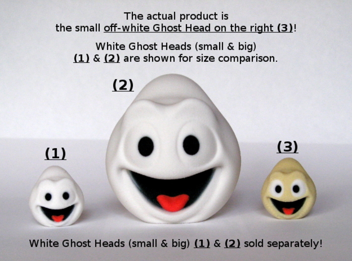 Halloween Ghost Head Smiling Off-White Small 3d printed